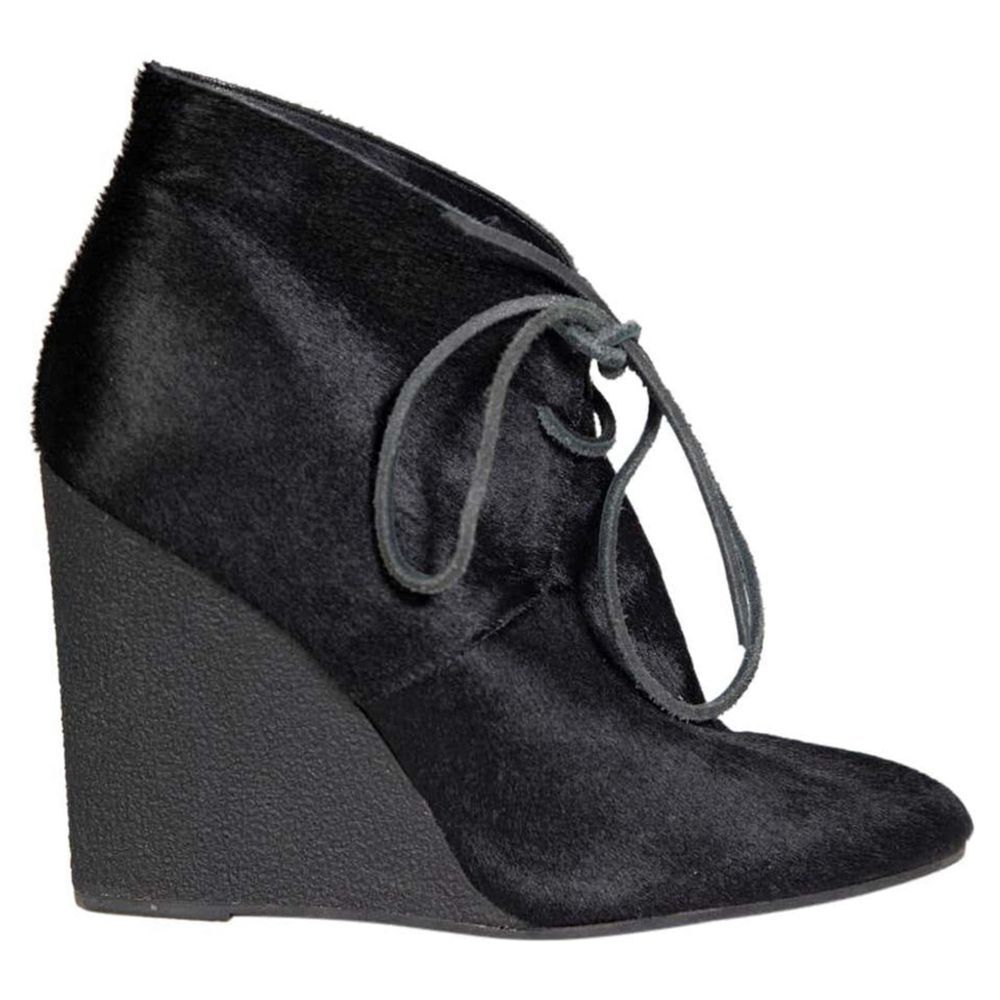 BURBERRY Black Calf Hair Benton Wedge Boots